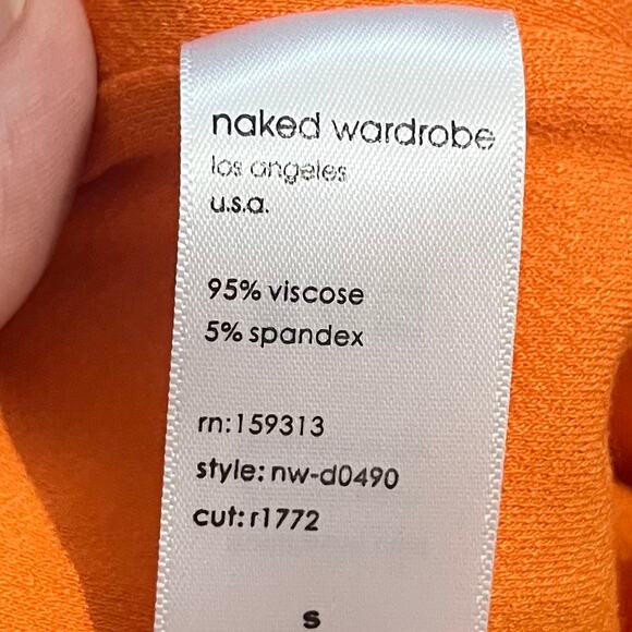 Naked Wardrobe Women’s Mini Dress Small Orange Bodycon Stretchy Going Out NWT - Picture 7 of 8